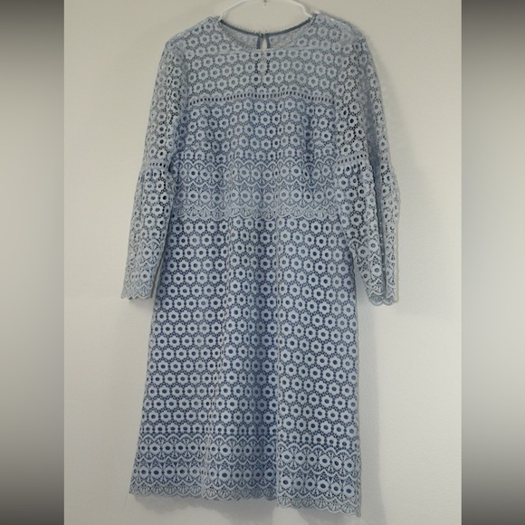 J. Crew Dresses J Crew Blue Daisy Lace Dress Lined Bell Sleeves